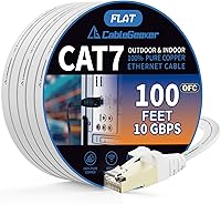 Vista 20 de Cable blindado Cat 7 para conexión de Ethernet (cable de la más alta velocidad), plano, tiene un conector RJ45 a prueba de enganche, para módem