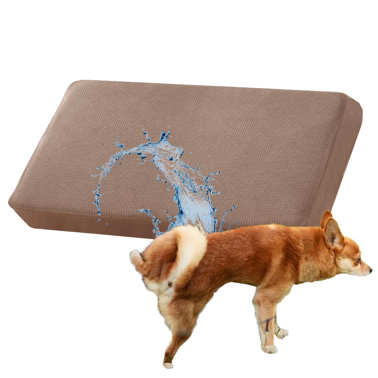 SYLC Waterproof Sofa Cushion Cover, Stretch Sofa Seat Cushion Covers Couch Cushion Covers Replacement for Living Room/Patio/Garden Rattan/Outdoor (Khaki,Large 2 Seater)