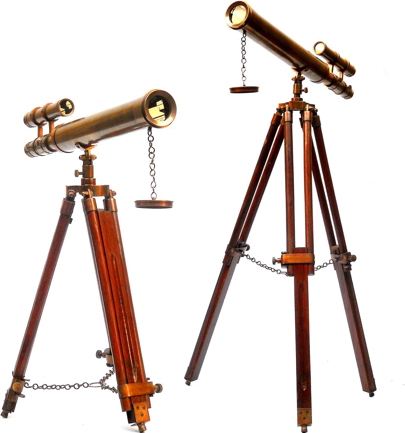 Nauticalmart Floor Standing 18" Brown Antique Telescope with Tripod Stand