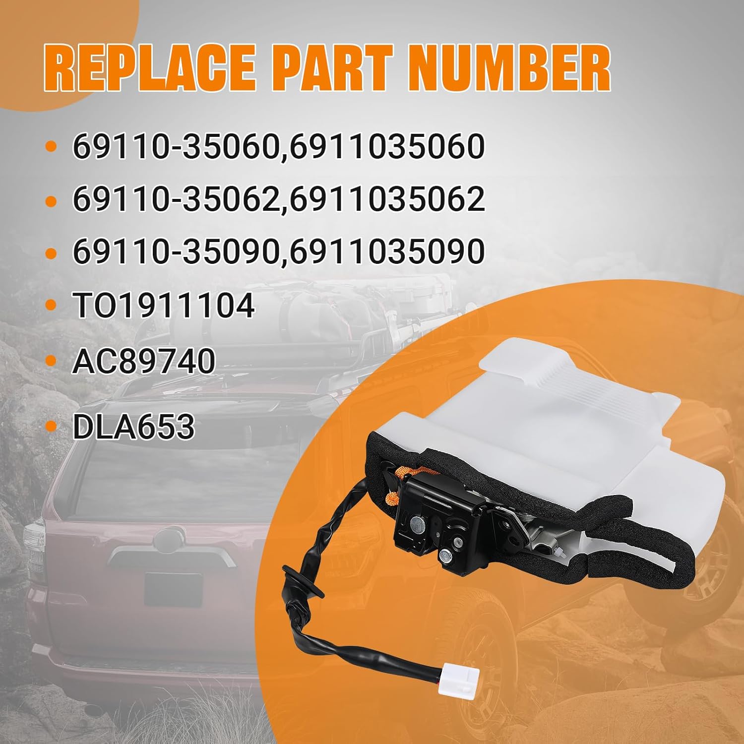 Rear Tailgate Lock Latch Actuator Assembly Compatible with Toyota 4Runner 2003-2009 Replaces# 69110-35090 69110-35060 69110-35062