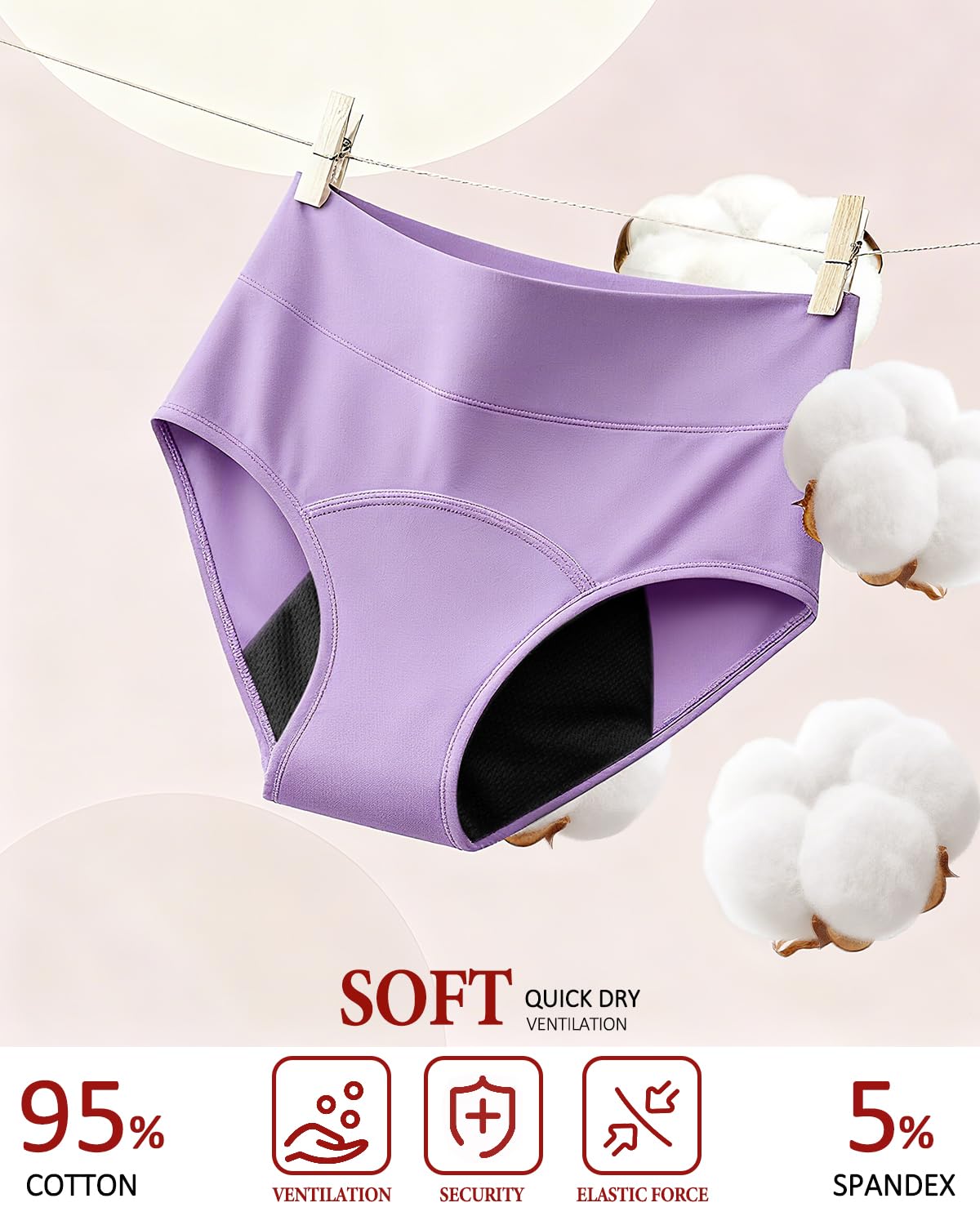 Gladbecke Mestruali Mutande Donna in Cotone, Mutande Mestruali Donna Mutandine Assorbenti Slip Ciclo Mestruale Donna Vita Alta Pacco da 3