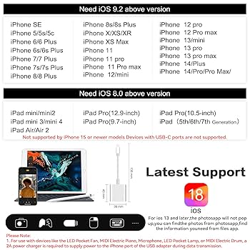 iPad 第６世代 128g+Pencil+Camera Adapter USB Camera Adapter with Charging Port, Portable USB Female