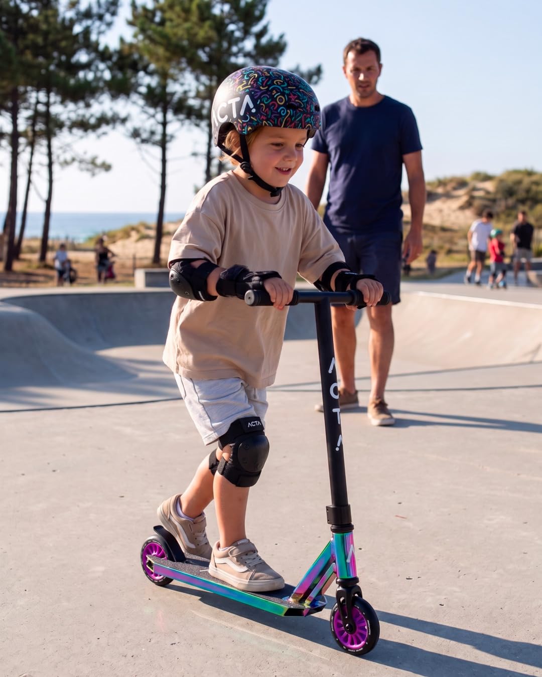 ACTA Trottinette Freestyle Enfant - Mini KSP - Néochrome - Enfant +4 Ans, Guidon Renforcé, Système de Compression HIC, Plateau Aluminium - Initiation Skatepark & Street