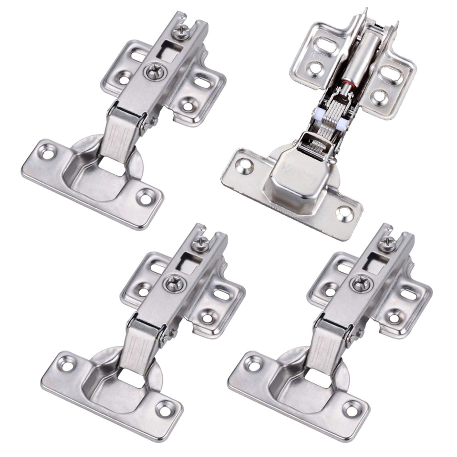 4Pcs Stainless Steel Hydraulic Cabinet Door Hinge, Damper, Cushion Soft Close Kitchen Cabinet Furniture, Full/Embedded, for a Variety of Cabinets(Embed)