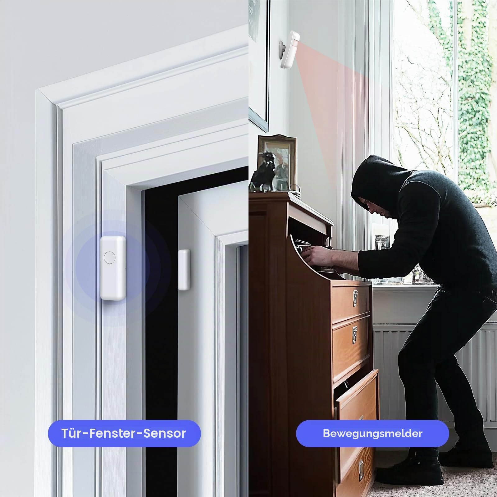 GSM + WLAN Alarmanlage für Haus & Wohnung, 24 Stück Smart Komplettsysteme mit App, 120dB Sirene, Tür- und Fenstersensoren, Bewegungsmeldern, Fernbedienungen, Funktioniert mit Alexa