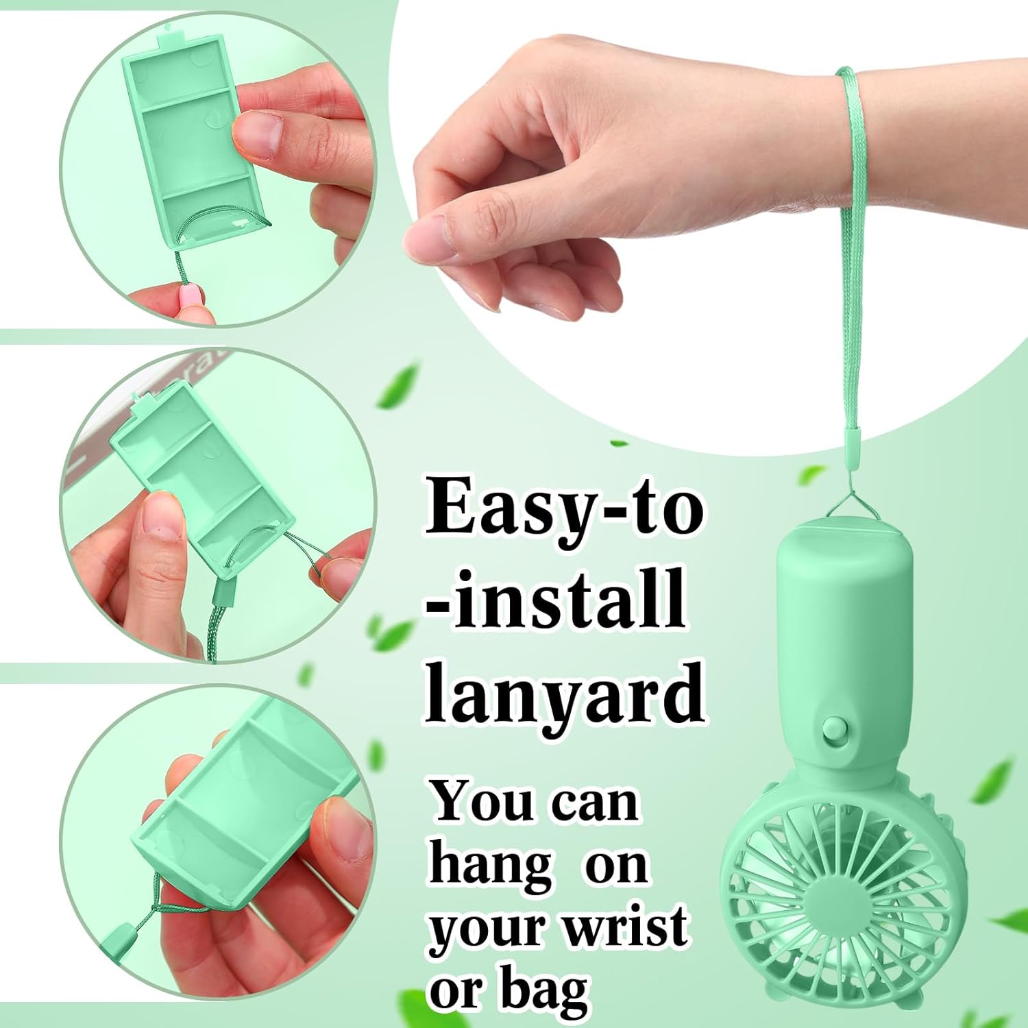 48 Pcs Mini Portable Fans Bulk Handheld Battery Operated Fan with Lanyard for Makeup Eyelash, Cooling Lightweight Pocket Personal Fans for Indoor Outdoor Travel Use (Pink Blue White Green)