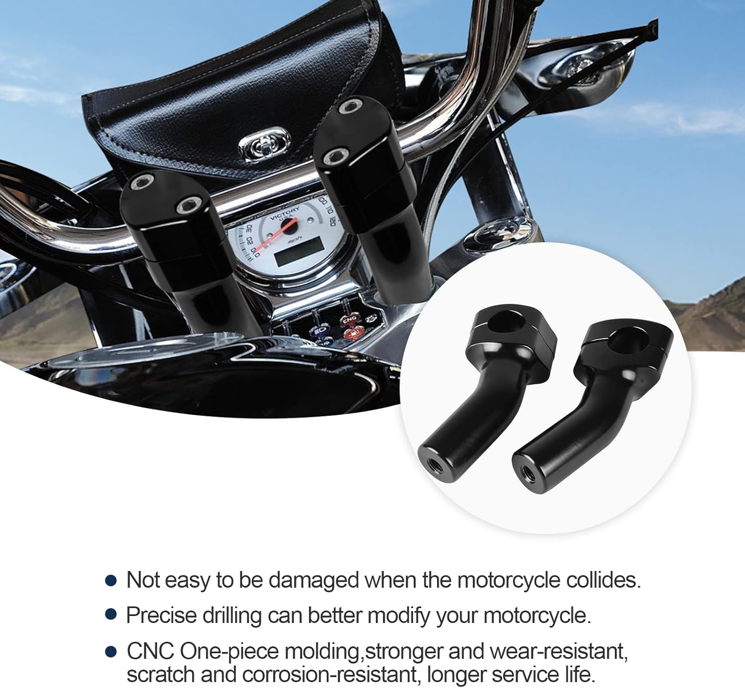 Motorcycle Pullback Handlebar Riser for Harley, Hutexico One-Piece 4 inch Handlebar Risers Universal for 1 inch Handlebar Dyna Sportster 883 Softail Shadow 750 Vulcan 900 V-Star Bouledvard