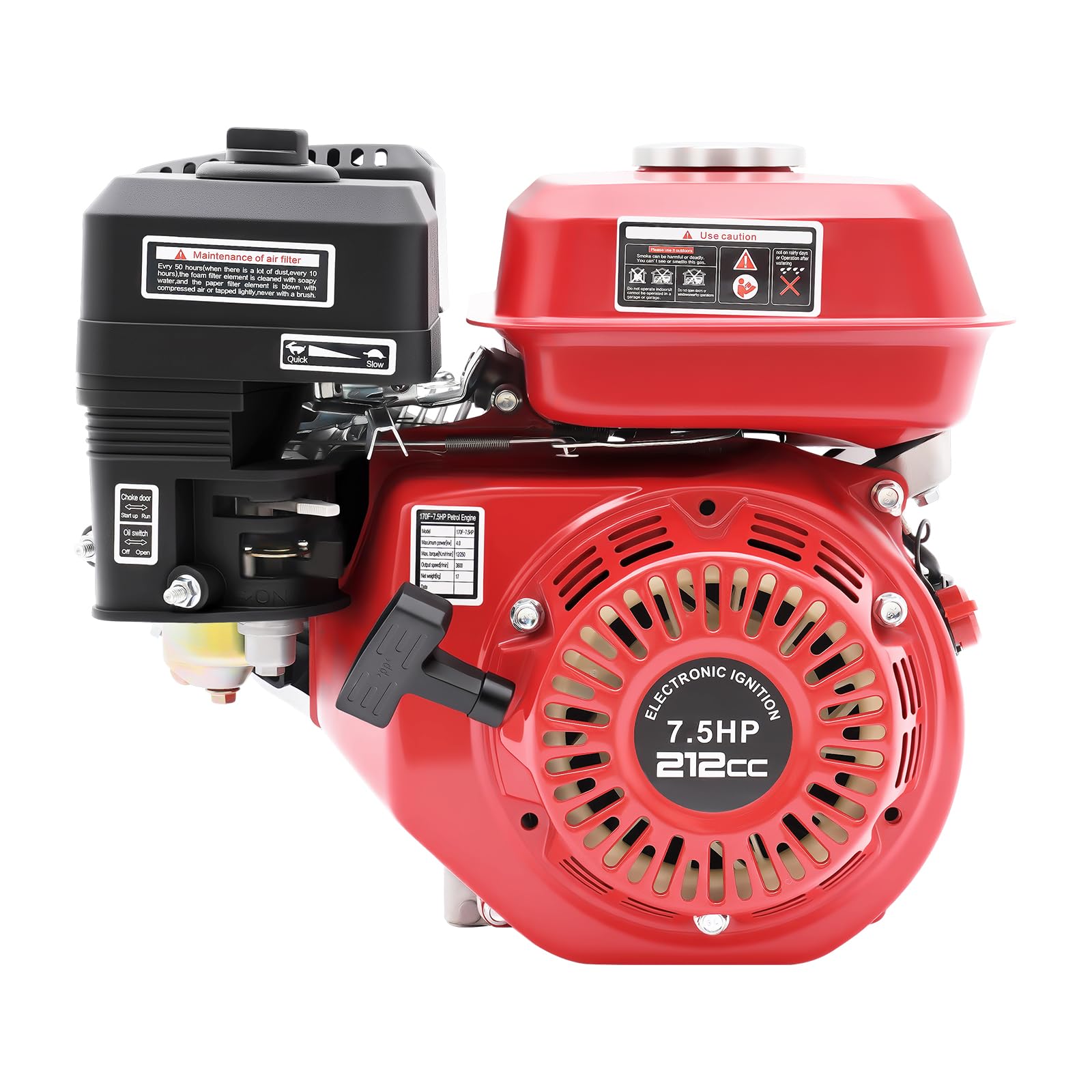 4 tiempos, 7,5 CV, 5100 W, motor de gasolina, cigüeñal, bomba de agua, motor de pie, para bomba de transferencia de agua, desbrozadora Gokart