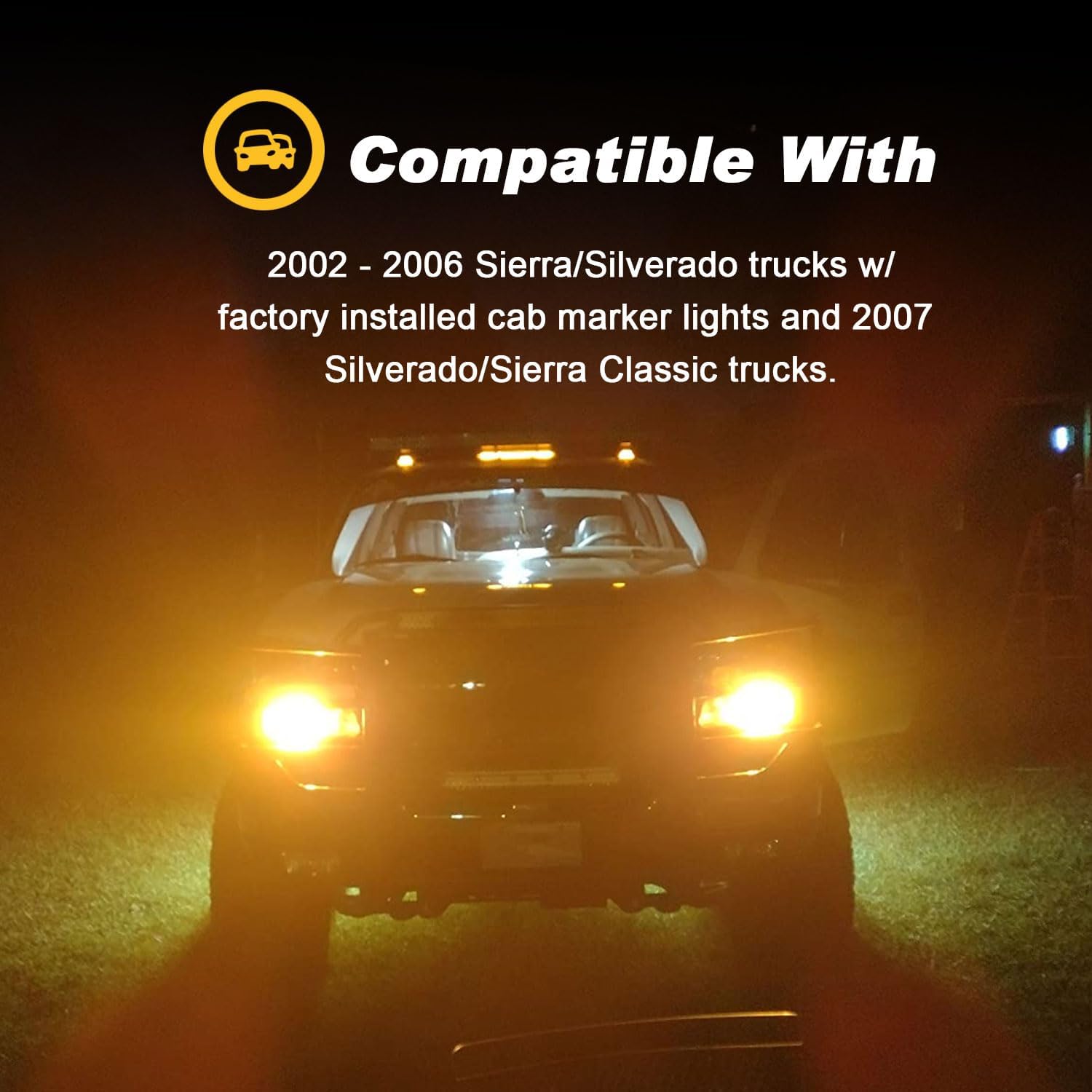 3x Smoked Amber Cab Roof Top Marker Clearance Running Lights Lamps Assembly Kit 30 LED Compatible with 2002-2007 Chevrolet Silverado/GMC Sierra 1500 1500HD 2500 2500HD 3500 Trucks Cab Lights