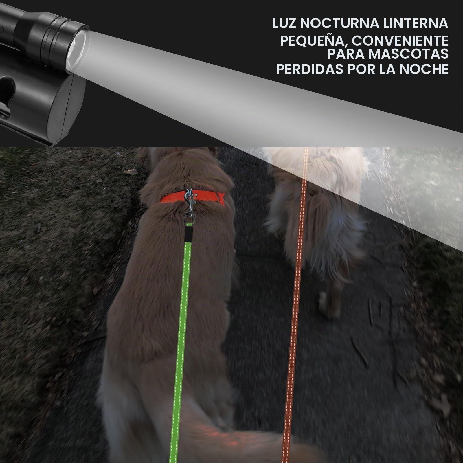 Correa doble para 2 perros - Correa automática para 2 perros, extensión de correa sin enredos de 360°, mango antideslizante, resistente. Incluye iluminación, cubos de basura y bolsas de basura