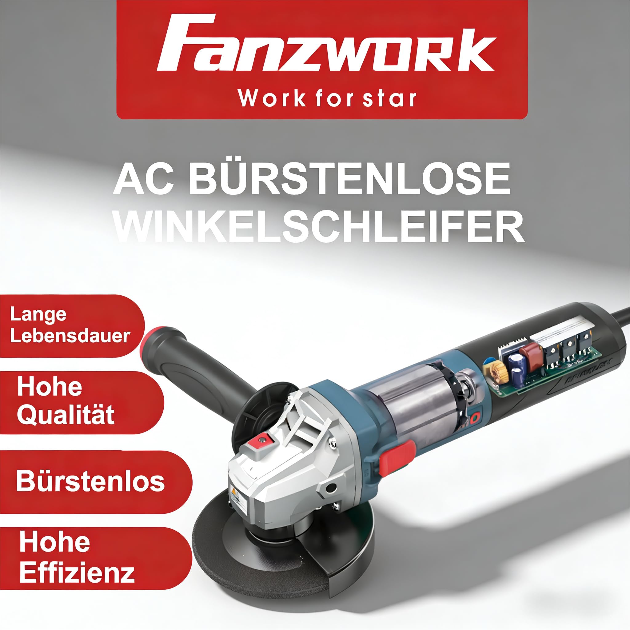 FANZTOOL Szlifierka kątowa bezszczotkowa 2100 W 125 mm z walizką