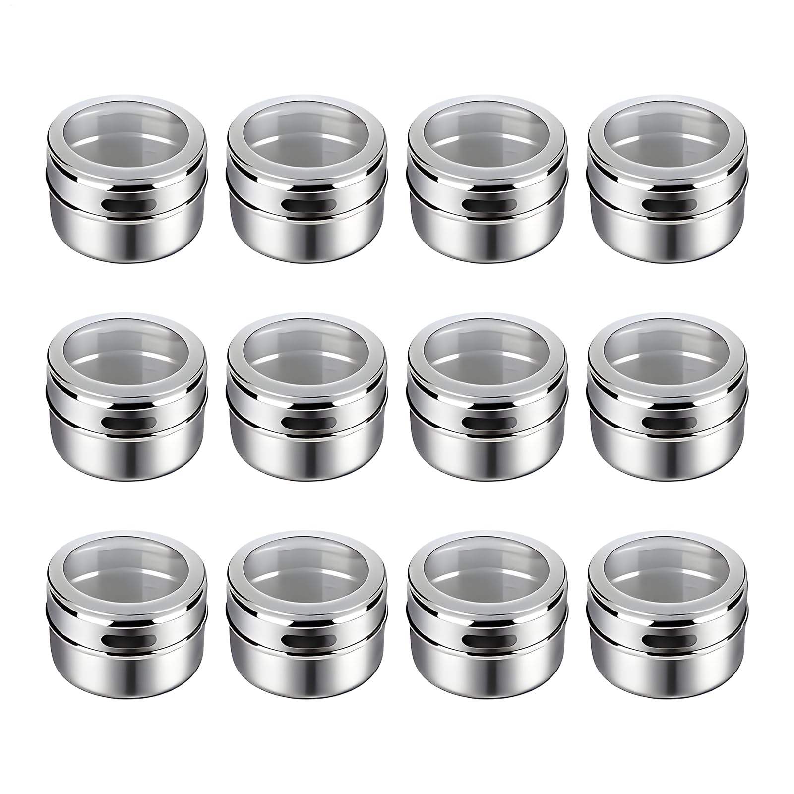 Juego de envases para especias con 12 botes herméticos transparentes para organizar la cocina