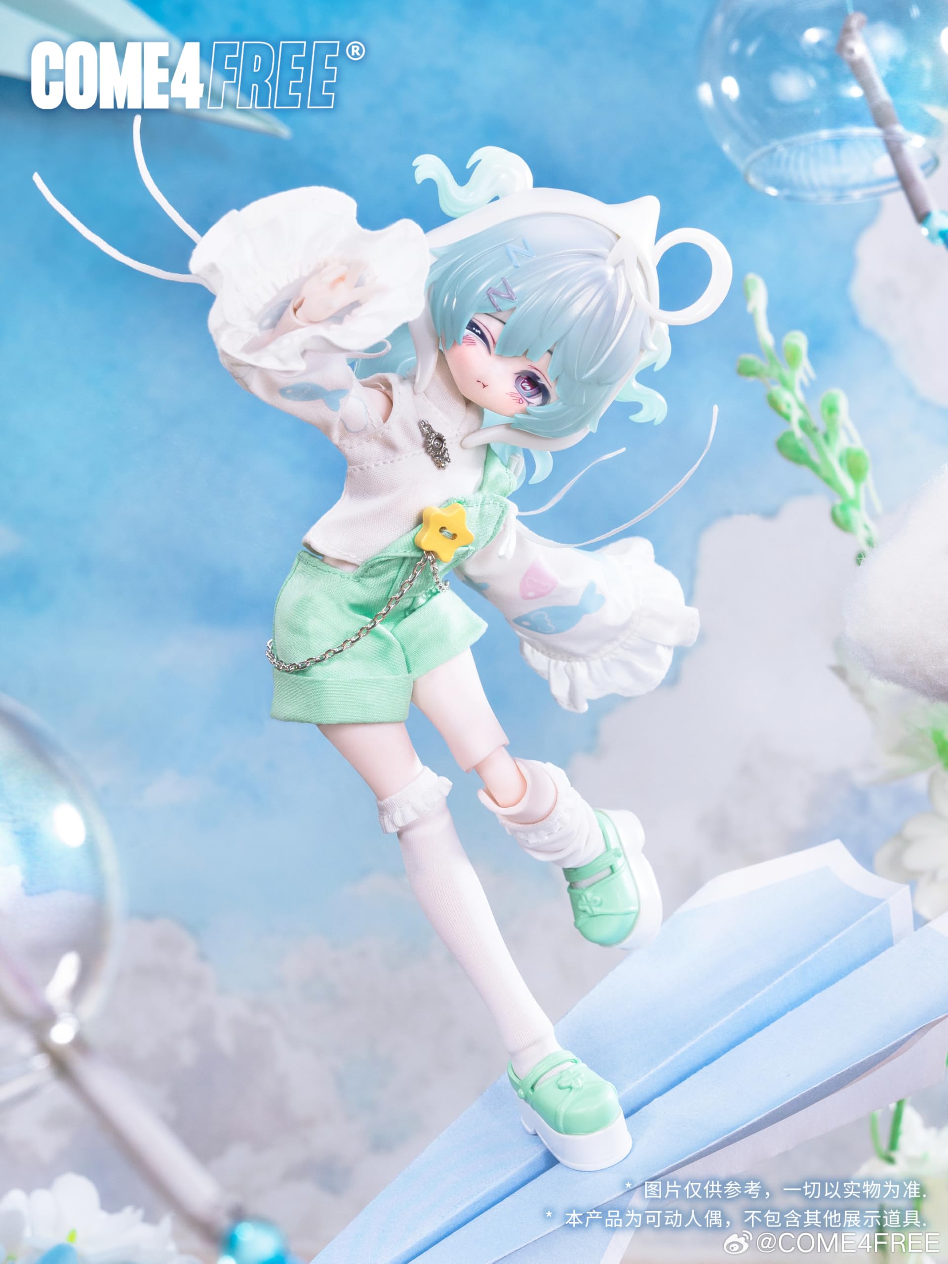 TOYVERSE COME4FREE BJD Minty Little Lucky Spirits Series, YunRan, edycja standardowa, 1 szt./20 cm, lalka BJD, ruchoma lalka, z ubraniami dla lalek, prezent urodzinowy, 15+