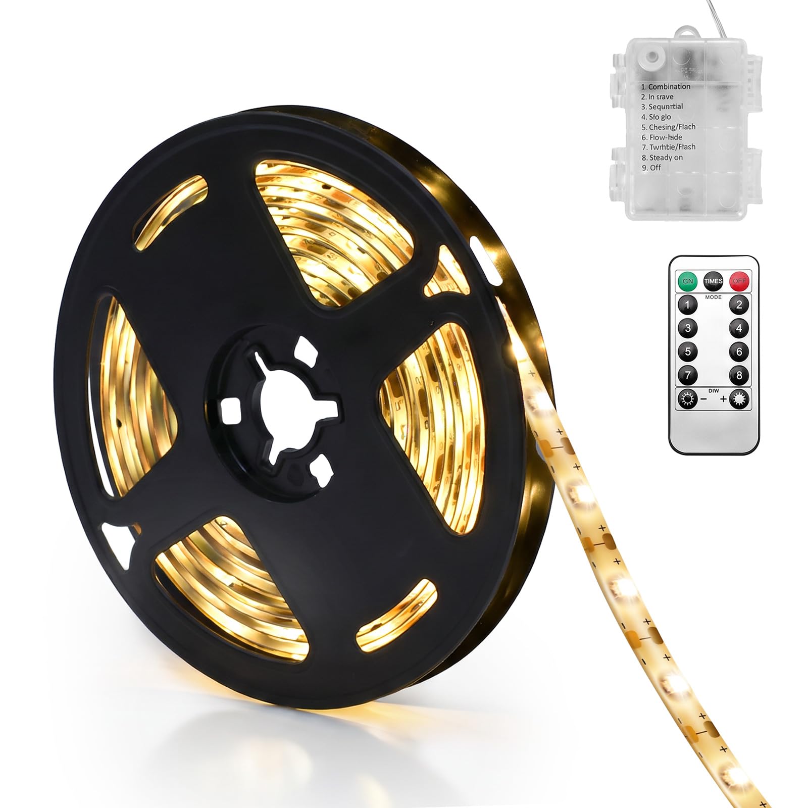 3M LED Strip Lights Battery Powered, 180 LEDs Strip Lights with Remote