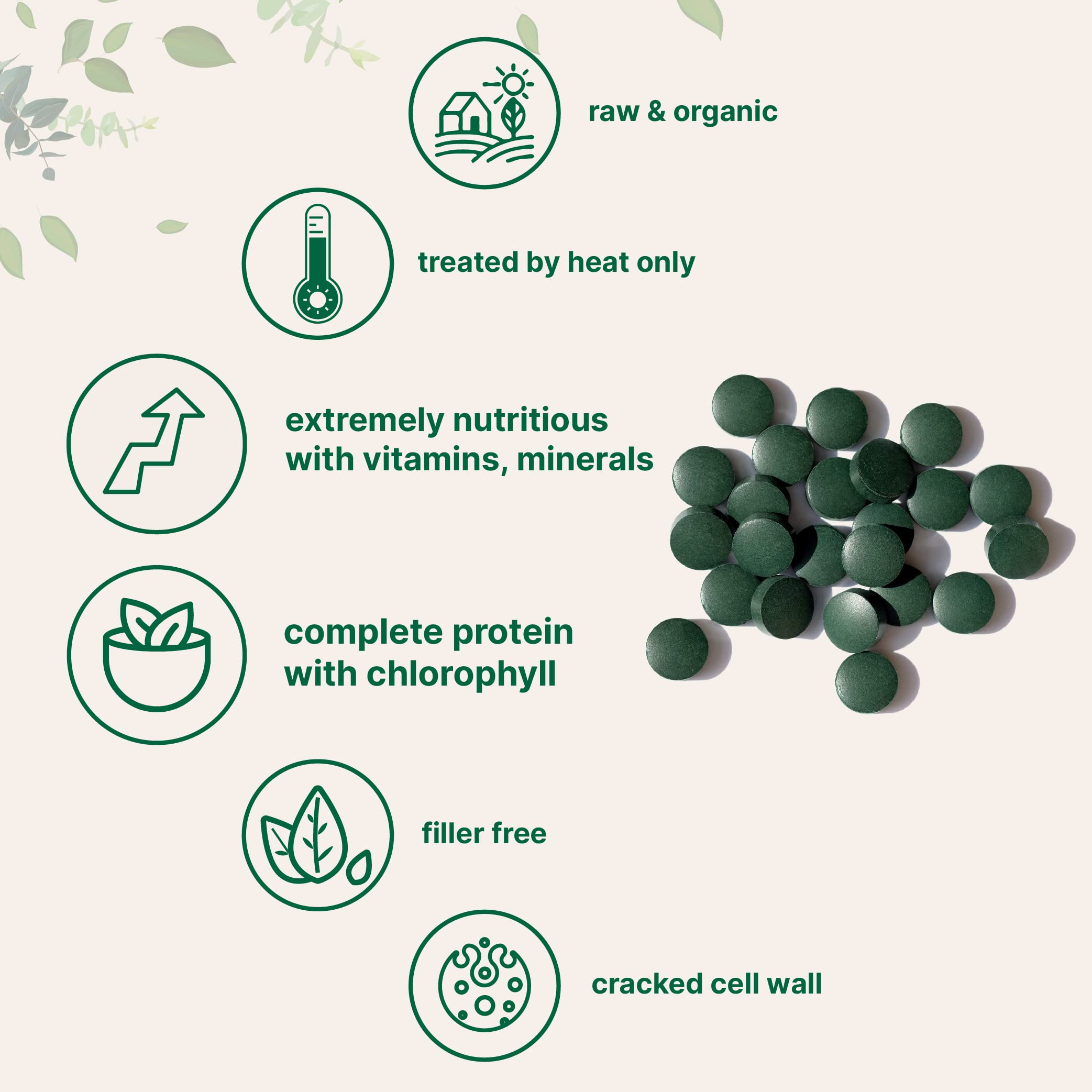 Organic Chlorella Tablets, 3000mg Per Serving, 720 Tabs, 4 Months