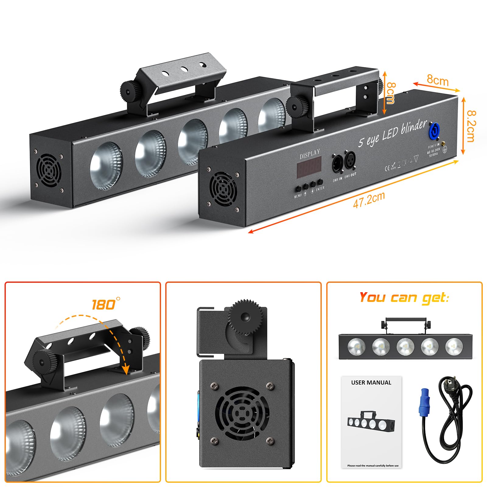 Barra Luminosa Wallwasher 60W, 5 PCS 4-in-1 RGBW COB LED Luce di Festa DJ Luce, Wallwasher dmx Effetti per Discoteca, Nozze, Interni/Esterni, Halloween DJ, 2 pezzo