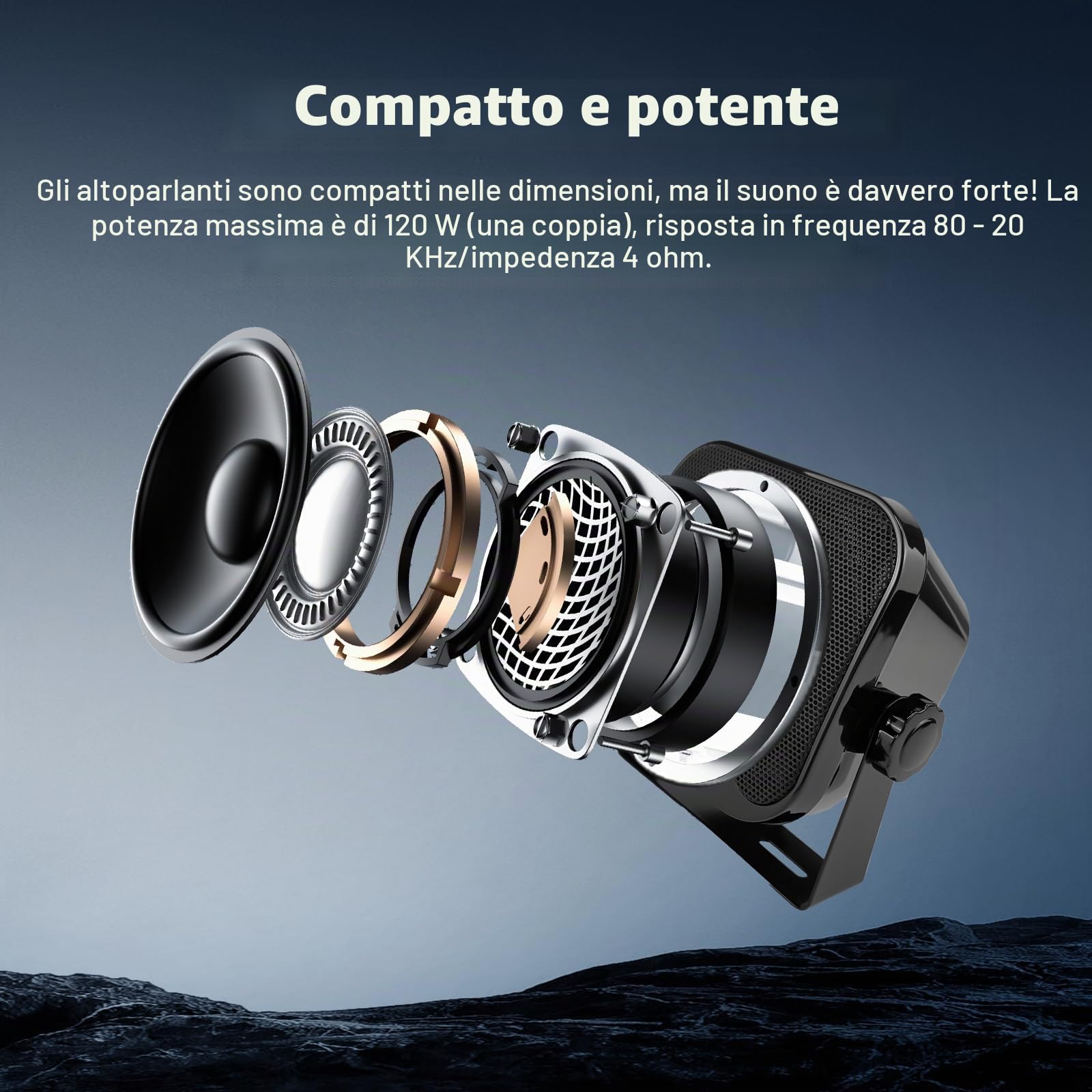 STUDIOFINIX Sistema di altoparlanti stereo Bluetooth impermeabile per ATV, UTV, moto, trattore, barca, colore