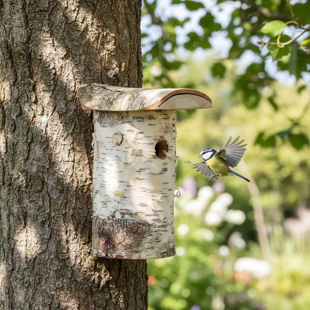 Esschert Design - Nichoir mésange Bleue Bouleau - Bois - NK109