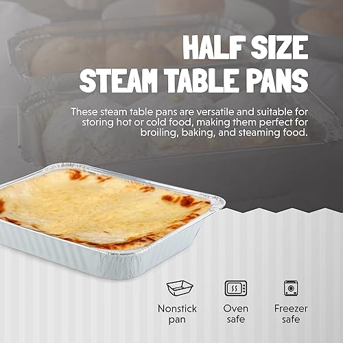 Miniatura 2 de KitchenDance 53900 - Sartenes desechables de papel de aluminio de colores para mesa de vapor, de tamaño medio, bandeja rectangular para hoteles y