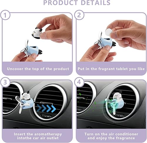 Miniatura 4 de Ambientadores de coche con diseño de dibujos animados para cachorro, piloto, blanco, difusor de coche, hélice giratoria, ventilador de salida de