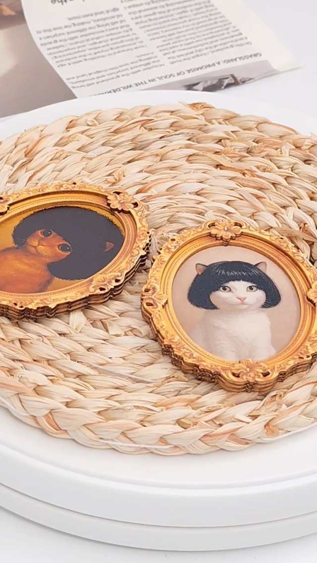 Imán decorativo para refrigerador con diseño de gato retro miniatura 7