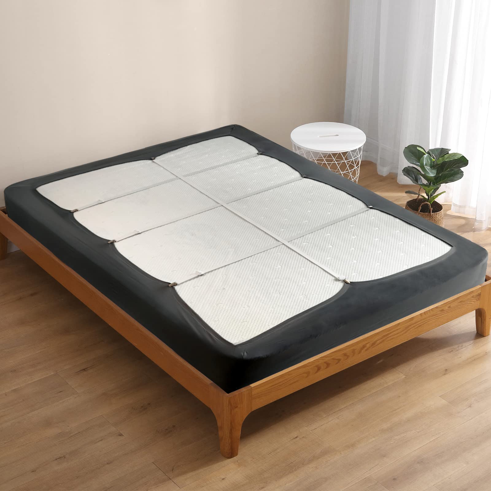 Bedecor 8 szt.regulowany uchwyt na materac elastyczne klipsy na pościel, pokrowce na materace, poduszka na sofę (2.5 x 120cm biały)