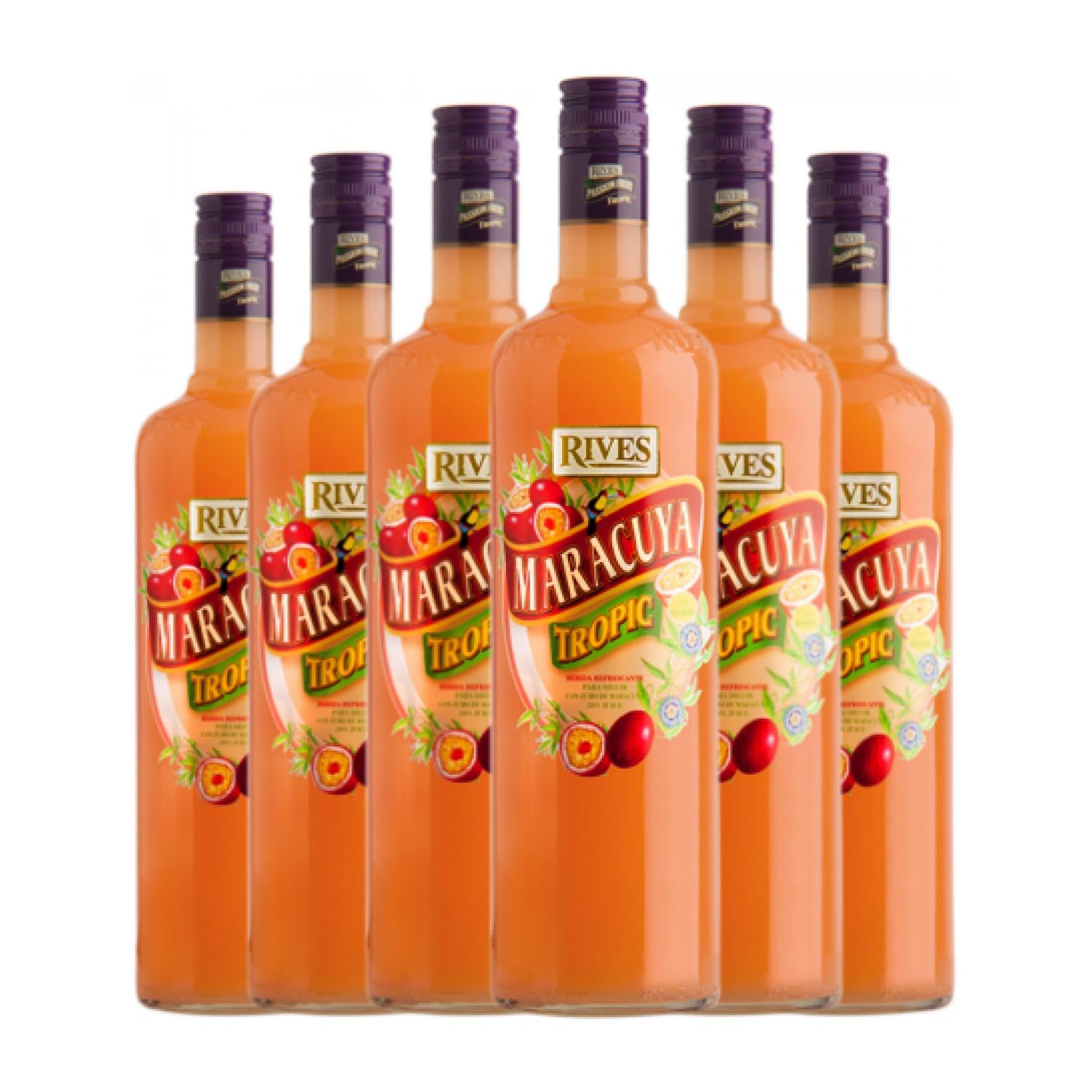 Licores Rives Blue Tropic Maracuyá Botella Misil 1 L (Caja de 6 Botella Misil de 1 L)