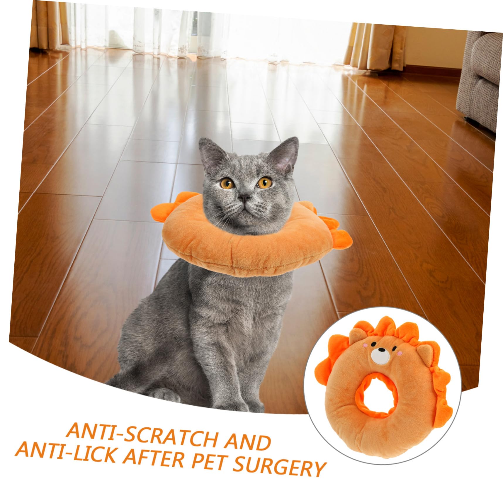 Didiseaon 3pezzi Collare Elisabettiano Per Gatti Protezione Post-operatoria Per Guarigione Healing Collare Gonfiabile Antigraffio Per Dopo Design Cartone Lion Misura