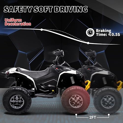 Miniatura 2 de GAOMON Vehículo eléctrico para niños, 12 V, con licencia BRP Can-am de 4 ruedas, con luces LED, suspensión de resorte, Bluetooth, música, USB,