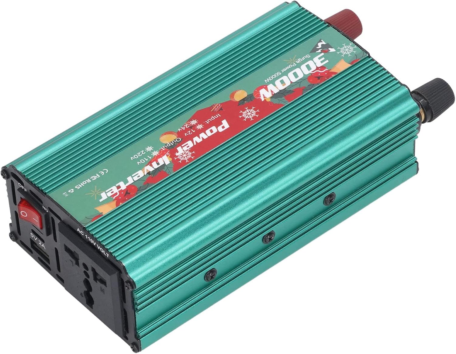 3000W Pure Sine Wave Power Inverter, DC 12V to AC 110V & Home Use with 1 AC Outlet, 1 USB Port & 6 Protections for Outdoor Camping & Traveling
