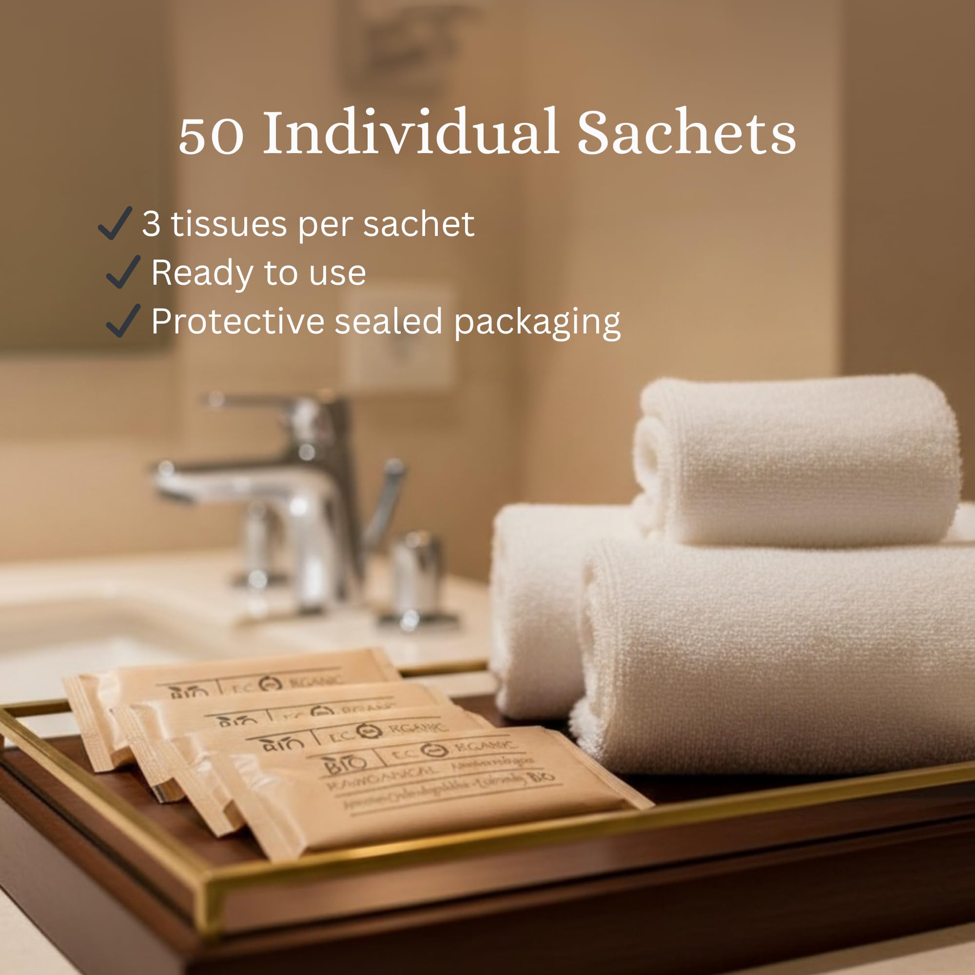 200 Sobres con 3 Pañuelos Desechables Individuales – Formato Viaje, Pack Ahorro Profesional, Amenities Baño, Kit Bienvenida, Higiene Práctica, Reposición Continua