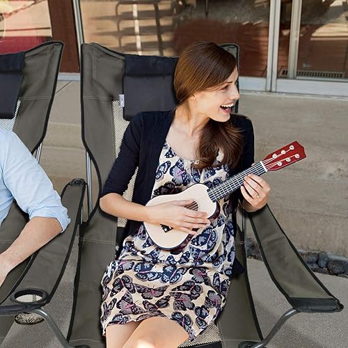 Vista 19 de Outdoor Living Suntime - Silla de malla plegable y portátil para campamento con reposapiés extraíble Azul