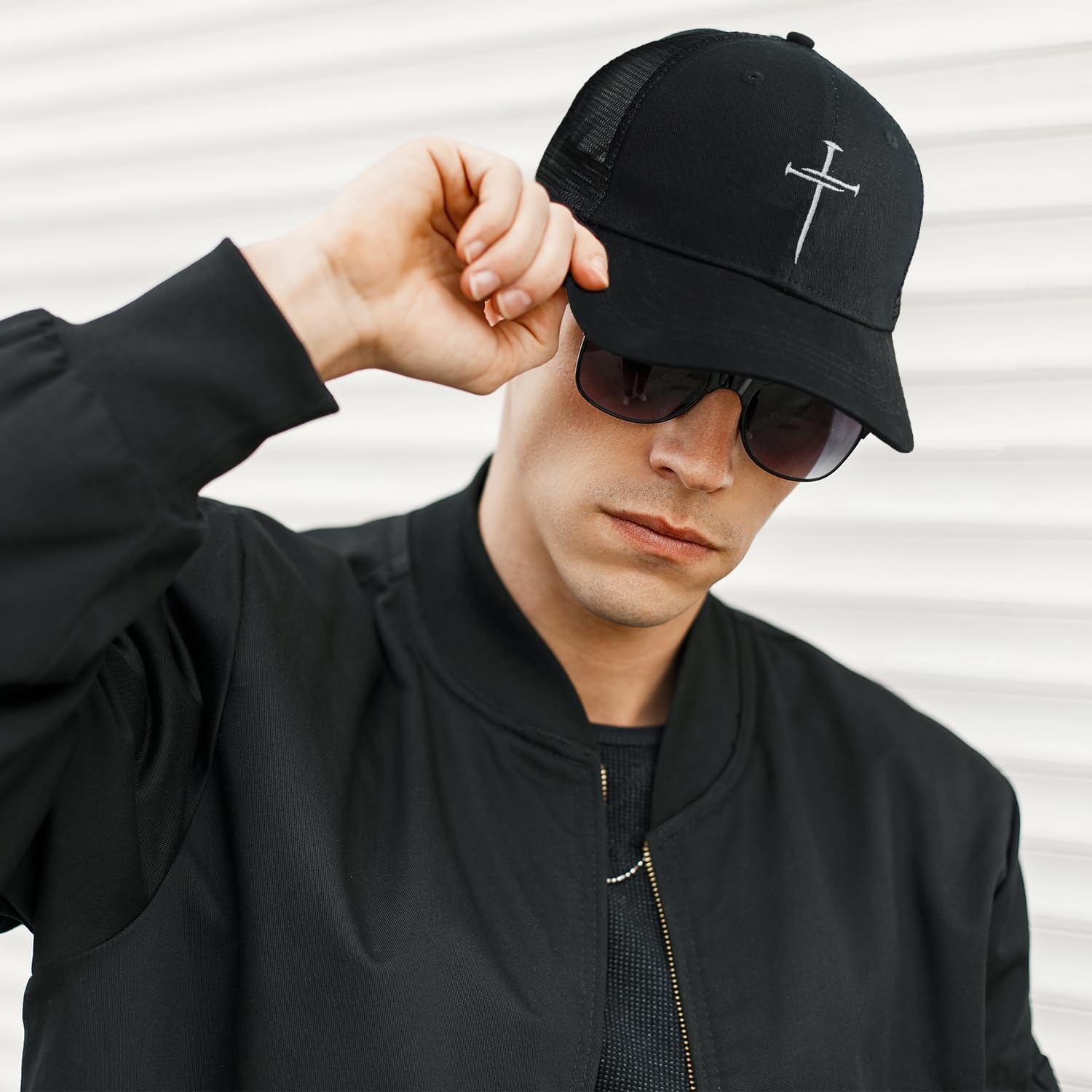 Christian Hats Jesus Cross Embroidered Trucker Hat – Cotton Mesh Cap for Men & Women, Adjustable Snapback, Breathable Design - Image 6