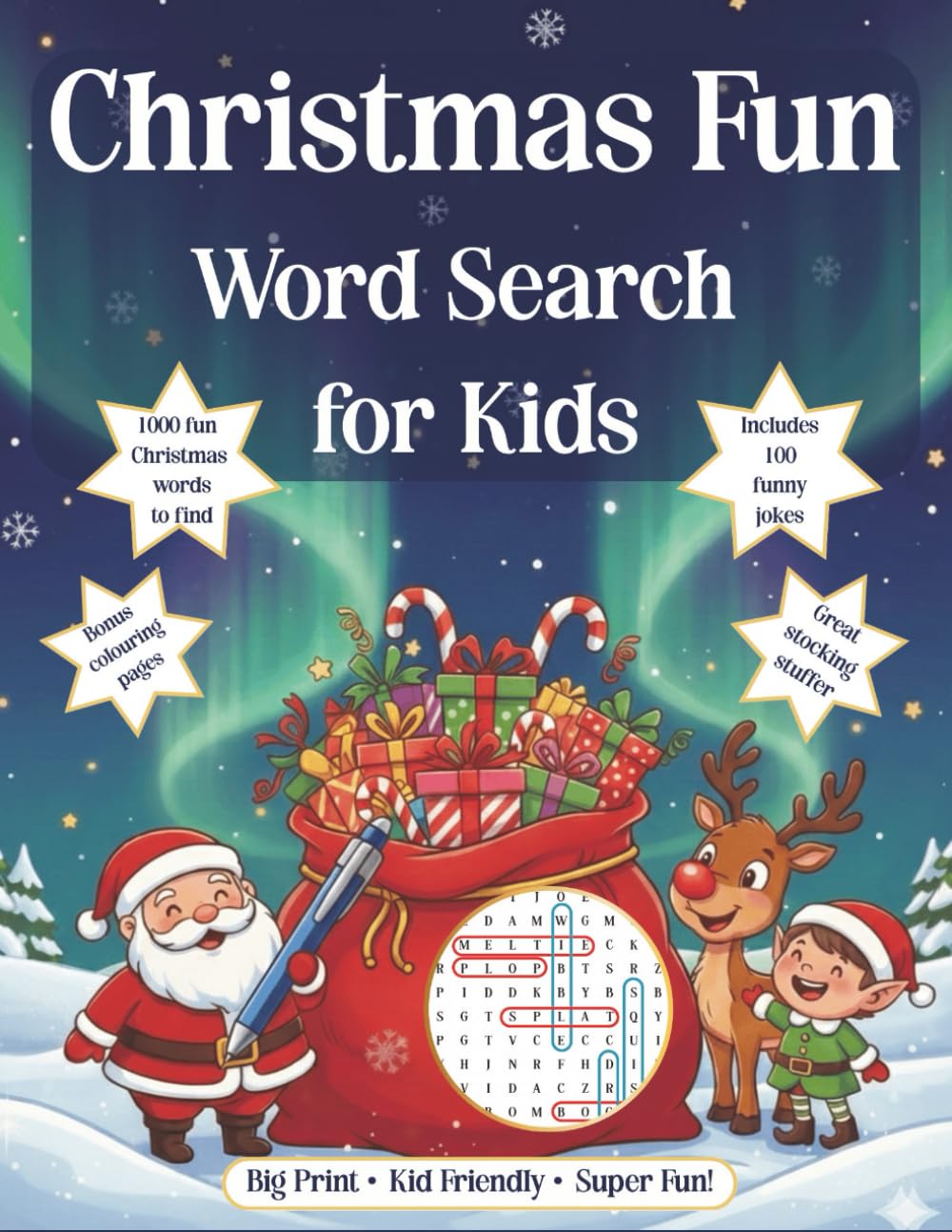 Christmas Fun Word Search For Kids: 1000 silly words to find, 100 jokes, colouring pages; great stocking stuffer for kids (Wordstorm)