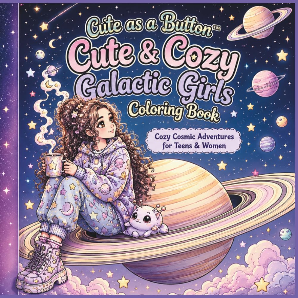 Cute as a Button™: Cute & Cozy Galactic Girls Coloring Book (Cute as a Button: Cute and Cozy Girl's Coloring Book)