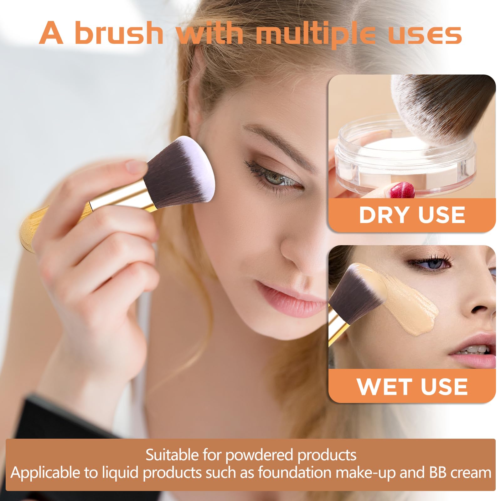 Powder Makeup Brush, Blusher Brush Large Powder for Loose or Pressed Setting Single Face Makeup Foundation - Image 4