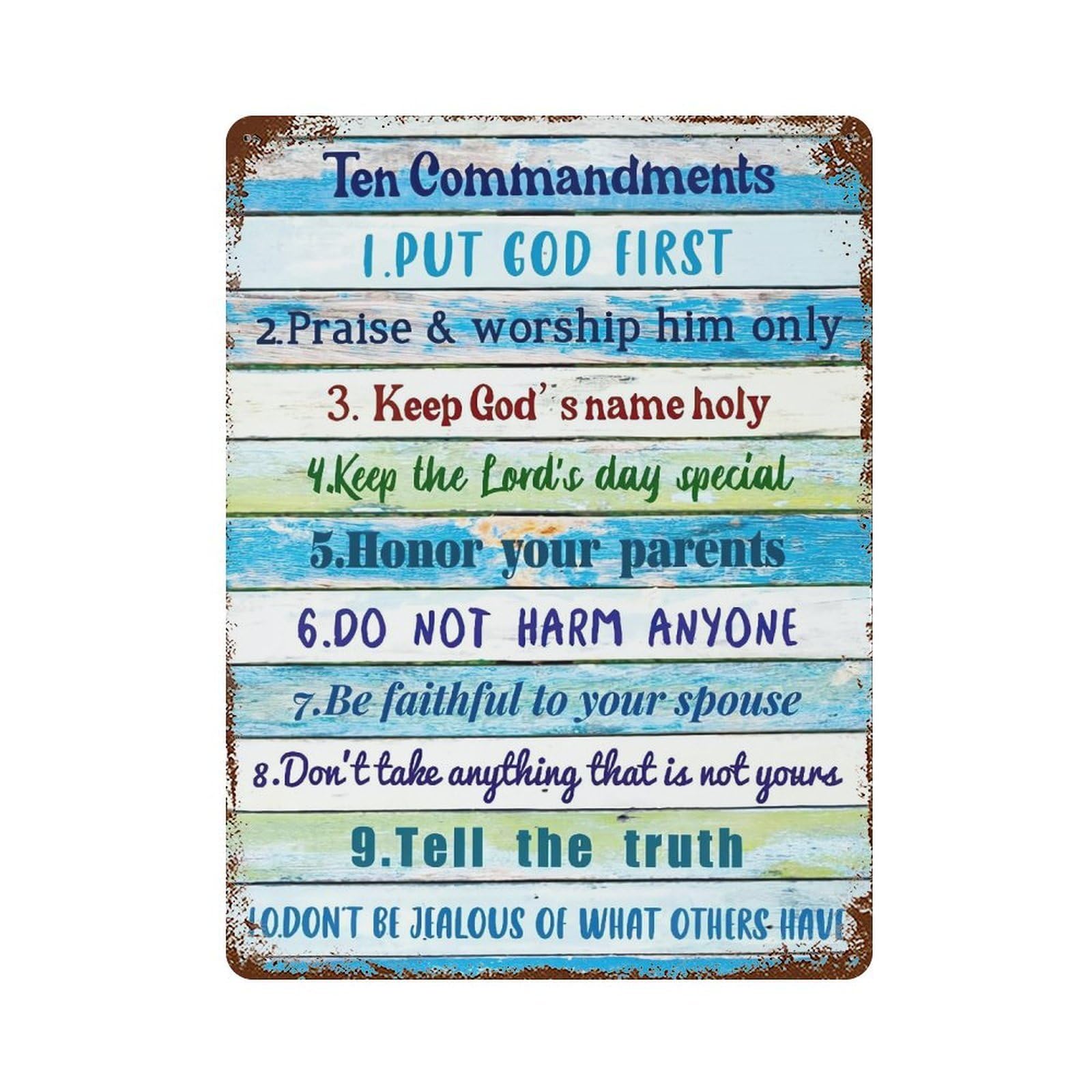 xiaoxiaoshen 10 Commandments Scripture Christian Wall Decor Art Metal Tin Poster Modern Home Decor Art Home Bar Shop Decorations Vintage Sign 40x30cm