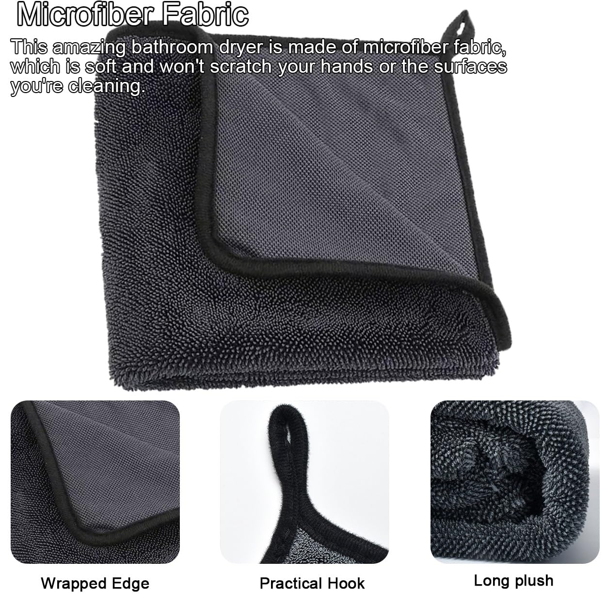 6-teiliges Set Badezimmer-Trockentücher, Premium-Auto-Trockentücher, große, gedrehte Mikrofasertücher, for die Autoreinigung, for Entfernen von Wasser in Dusche und Bad(40cmx60cm)