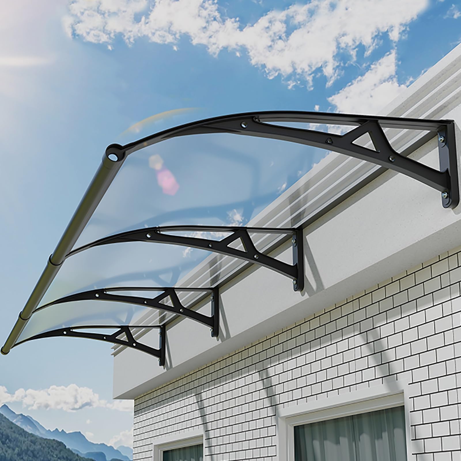 Auvent de porte avec protection UV et pluie marquise d'entrée en polycarbonate