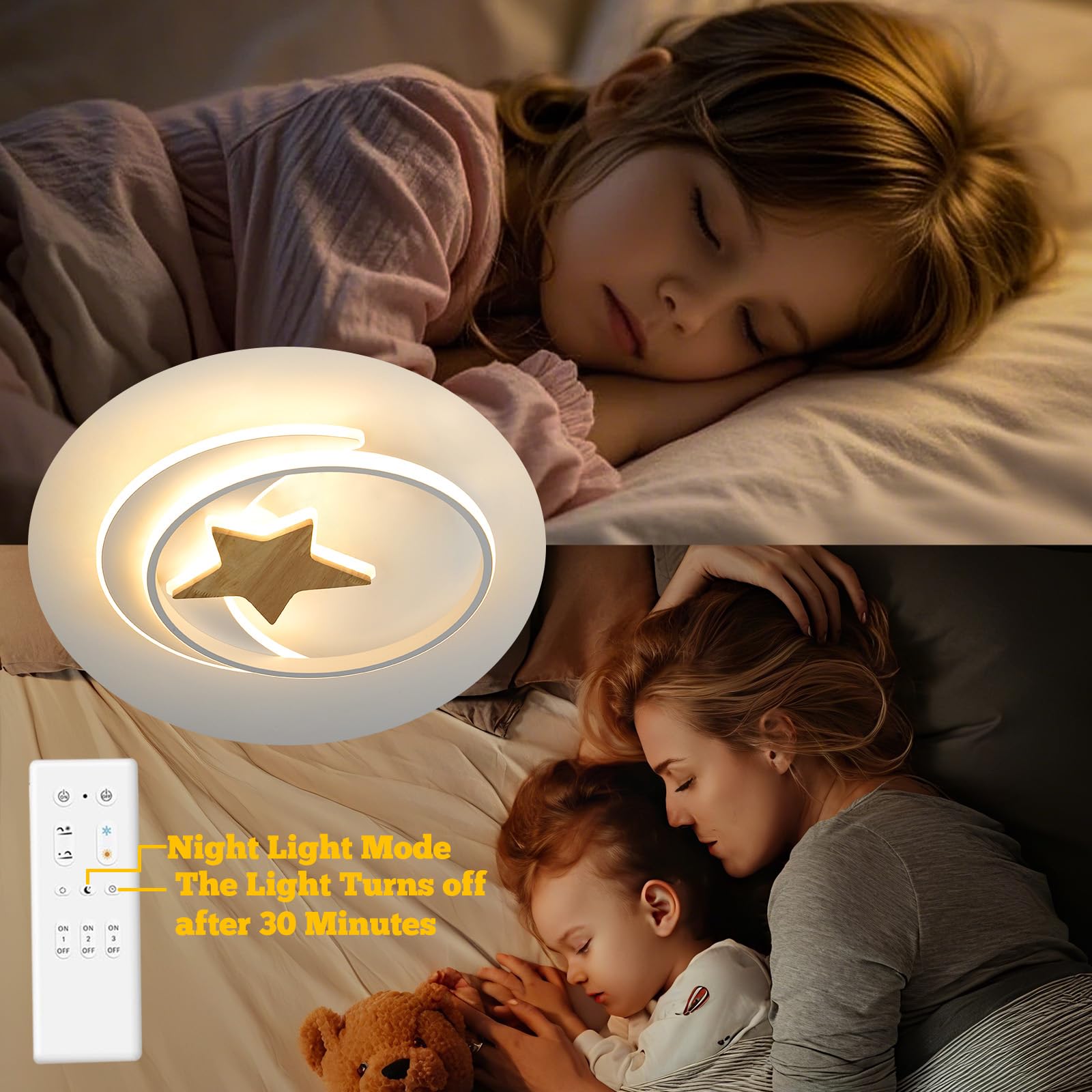 Lampara Infantil Techo, 40CM 32W Lámpara de Techo LED Regulable con Control Remoto 3000-6000K Plafón LED Techo para Cuarto de Niños Dormitorio Sala de Estar