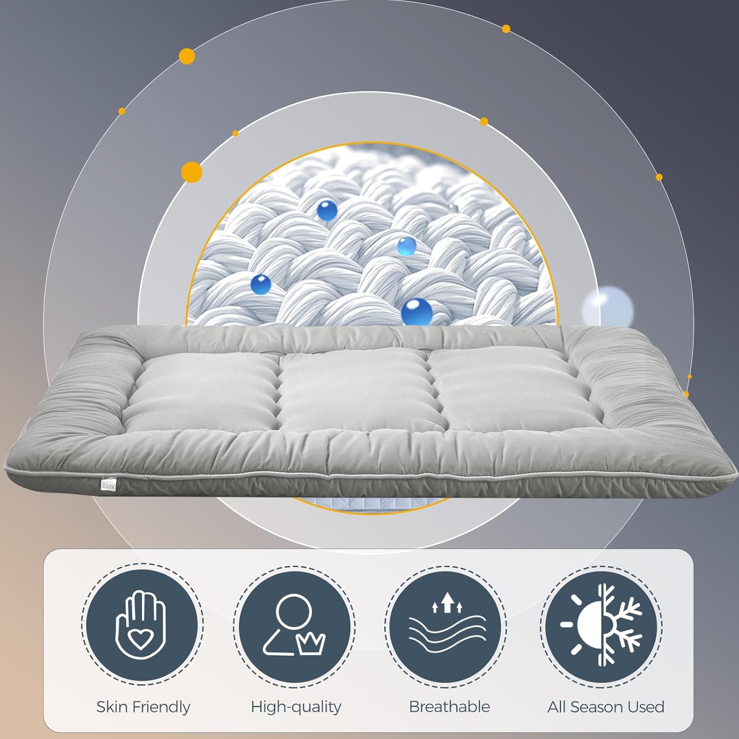 MAXYOYO Colchón De Futón Extra Grueso De 6 Pulgadas, Patrón De Estrella De Luna Almohadilla De Tatami Colchon Japones Para Adultos Colchon