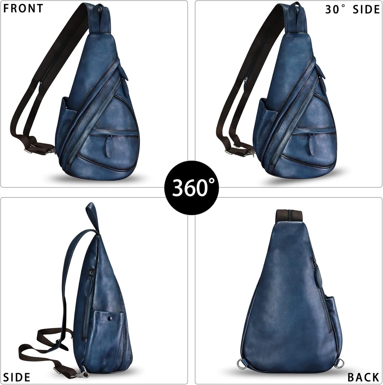 Genuine Leather Sling Bag for Men and Women Leather Sling Backpack Purses Chest Bag... - Image 3