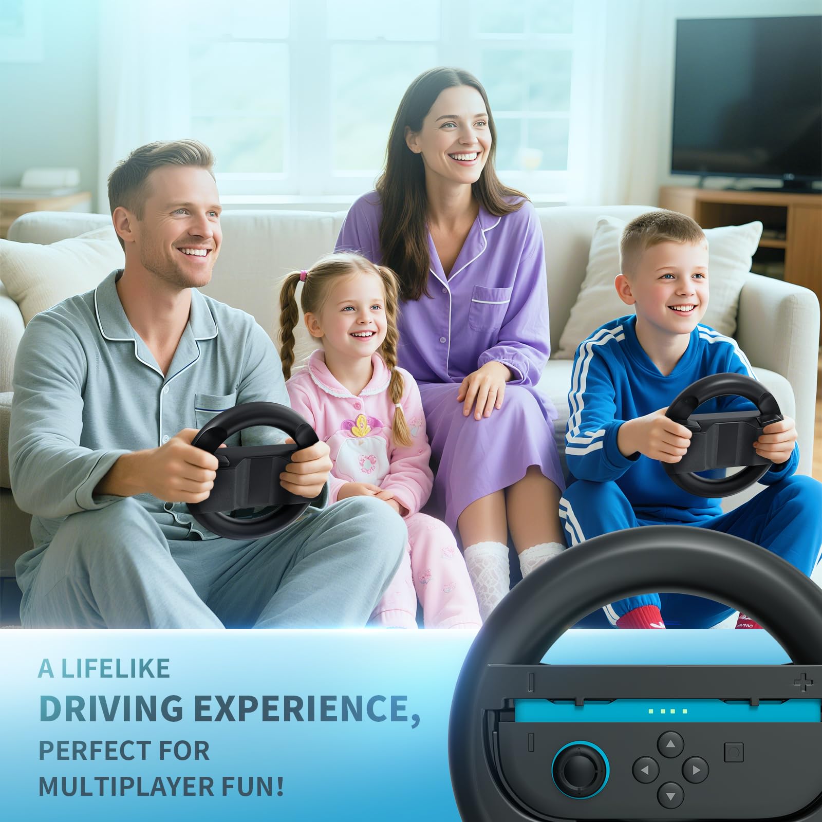 Tixlux 2 Pack Steering Wheels kompatybilny z kontrolerem Nintendo Switch 2 Joy Con, kierownica wyścigowa do gier samochodowych Switch 2 Mario Kart World