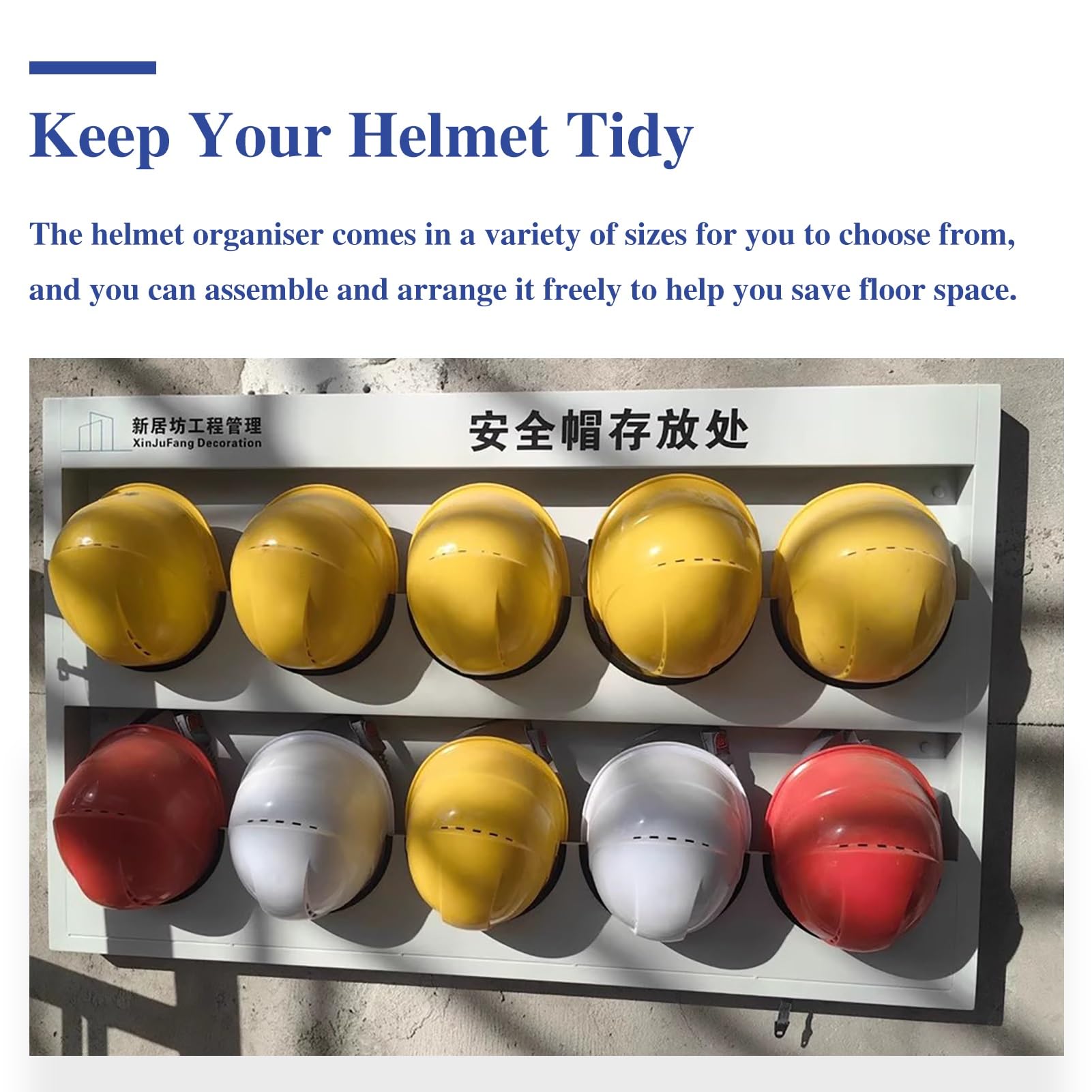 Casco Obra Soporte de Pared para Casco de Seguridad con Tira de Goma Blanda, Soporte para Casco de Motocicleta / Soporte para Colocar Casco de Seguridad, Soporte para Gorras de Seguridad(Hold 8 hats)