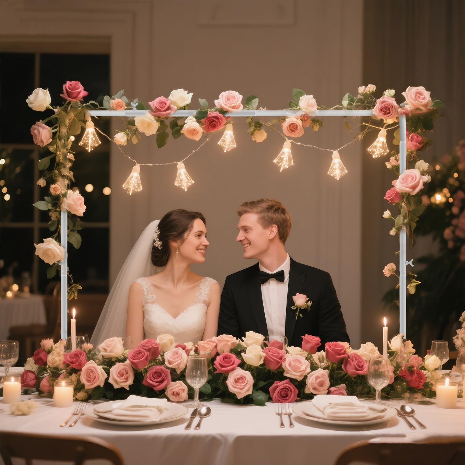 Arche De Table Extensible Avec Clip, Hauteur 71-142cm, Longueur 150-331cm, Peut Suspendre Des Ballons, Convient Pour La Table à Manger, Comptoir De Bar, Fête, Décoration De Mariage