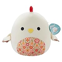 Squishmallows Todd SQCR05418 - Gallo beige con pancia floreale