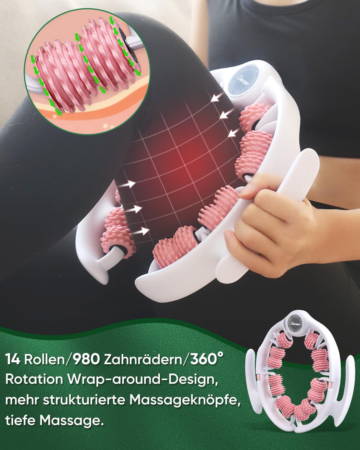 Bein Massagerolle, Massageroller mit Griff Zur Cellulite Entfernung, Faszienrolle Beine MassagegeräT für Oberschenkel Anti-Celulitis, Lymphdrainage, KöRperformung, Manuell
