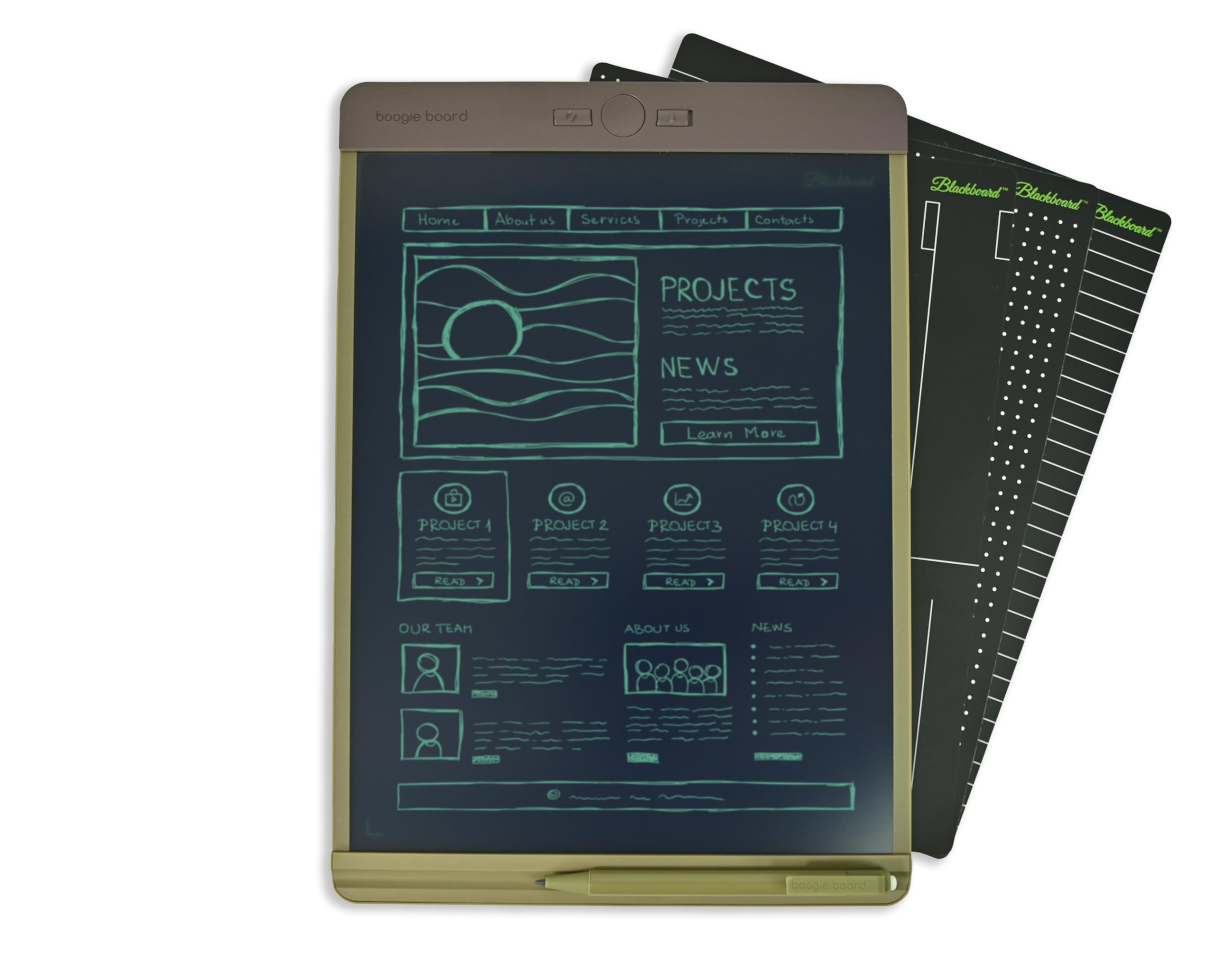 Boogie Board Blackboard Smart Scan Reusable Notebook - Authentic and Original Letter Size Writing Tablet with Stylus for Home, College Studying, and Office - Green, 8.5 x 11