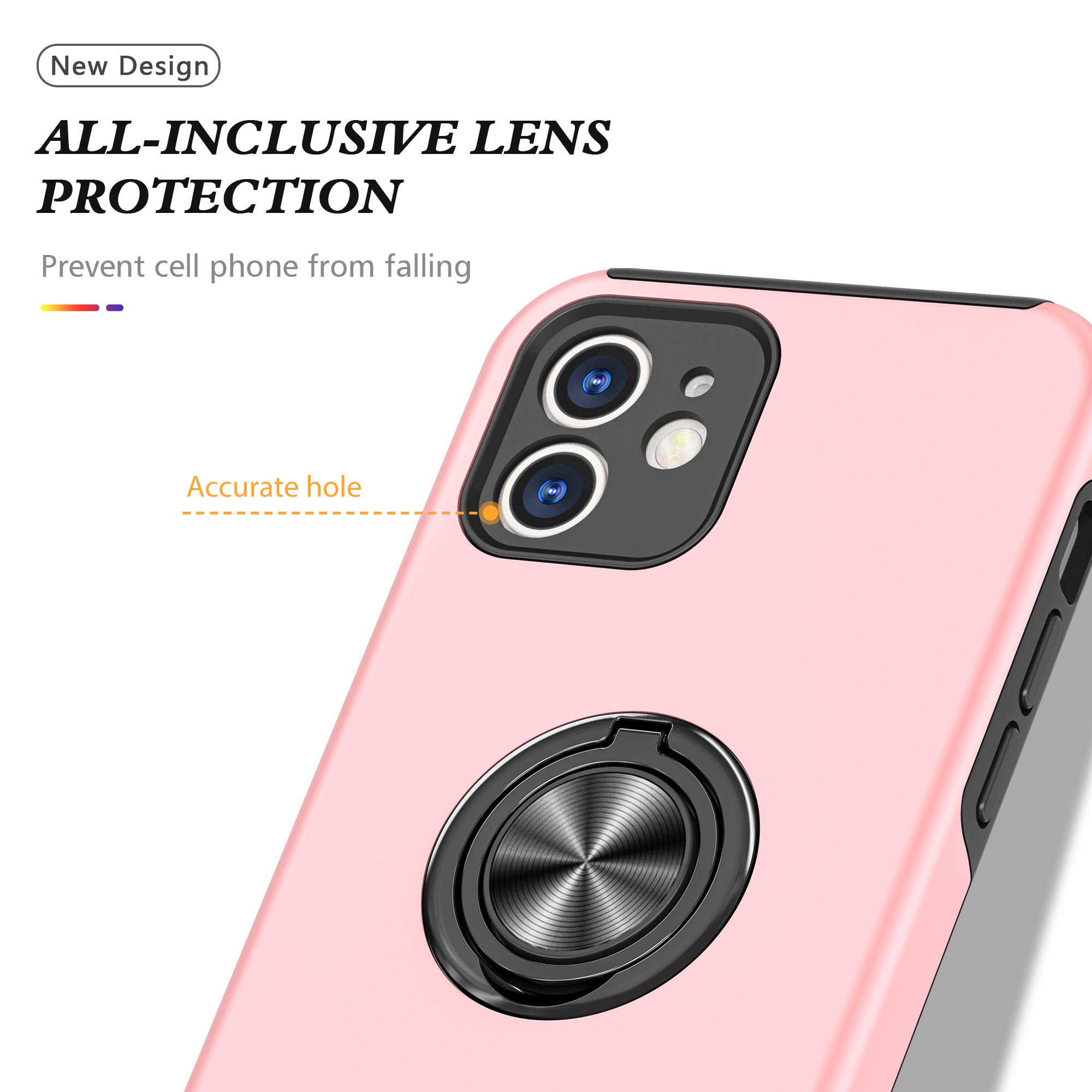 EYZUTAK Case For IPhone 16, 360 Degree Rotation Magnetic Metal Finger Ring Holder Magnet Car Holder Inner Silicone With Camera Protection Glossy Anti-drop Hard Cover - Red - View #7