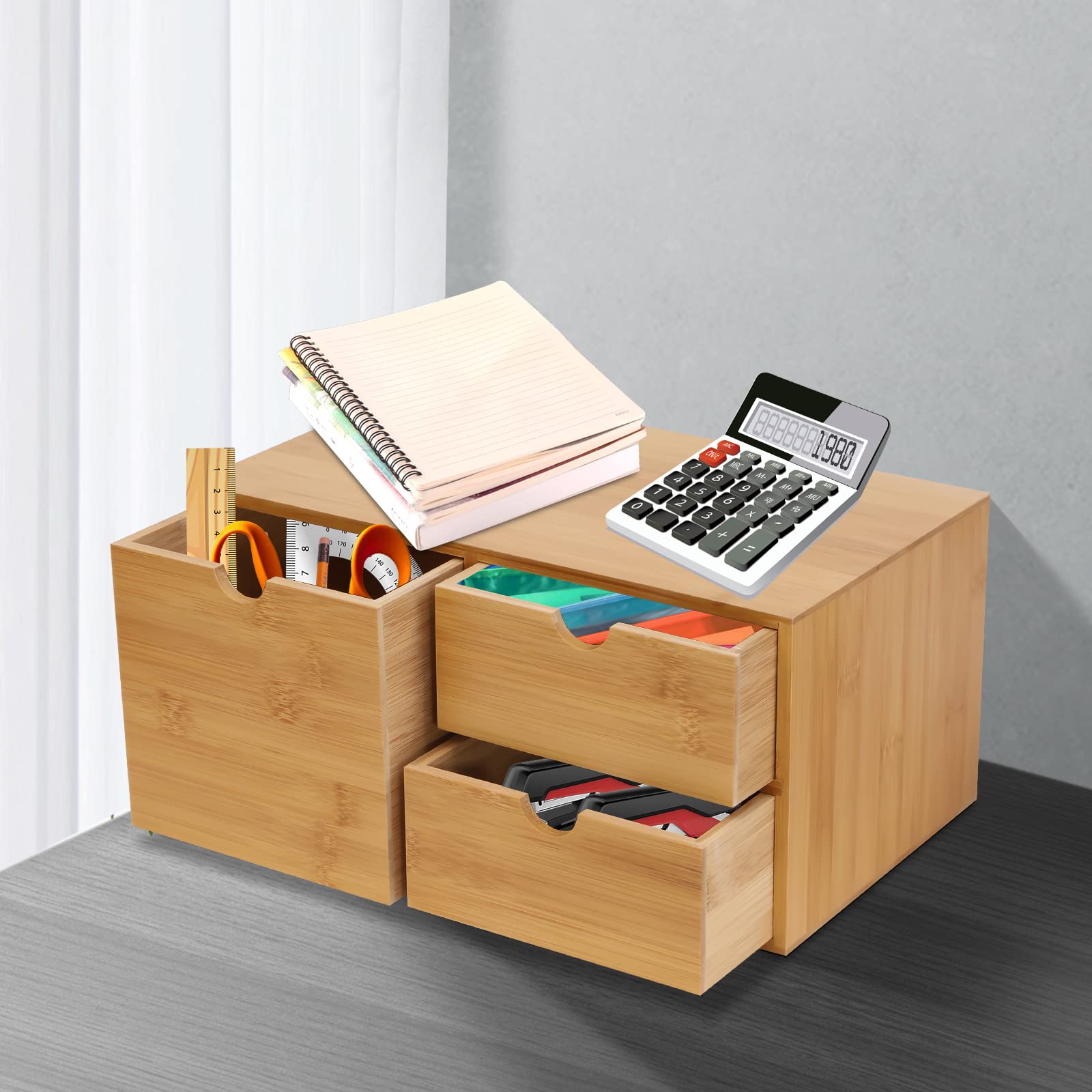 Organisateur de bureau en bois - Grande capacité - Organiseur de bureau DIY - Rangement de fichiers - Boîte de rangement pour la maison (type 3)